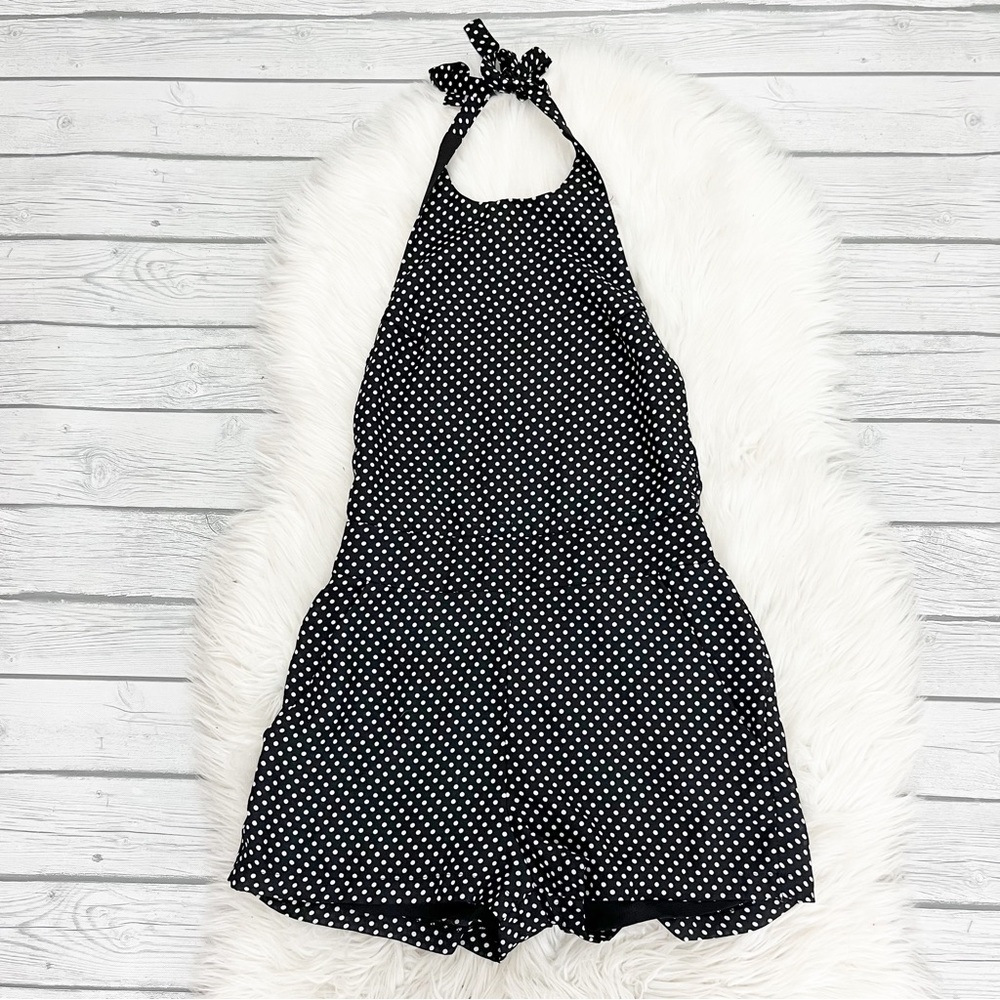 Lucy Paris Black Polka Dot Romper